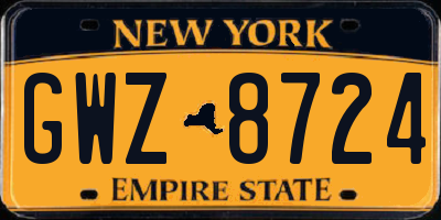 NY license plate GWZ8724