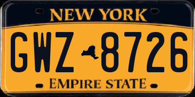 NY license plate GWZ8726