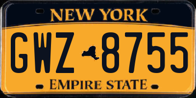 NY license plate GWZ8755