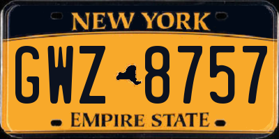 NY license plate GWZ8757
