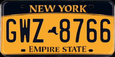 NY license plate GWZ8766