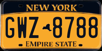 NY license plate GWZ8788