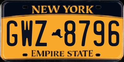 NY license plate GWZ8796