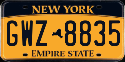 NY license plate GWZ8835