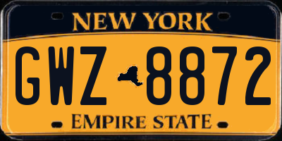 NY license plate GWZ8872