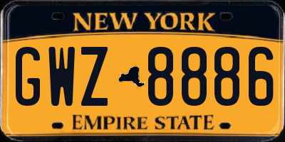 NY license plate GWZ8886