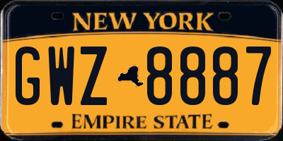 NY license plate GWZ8887