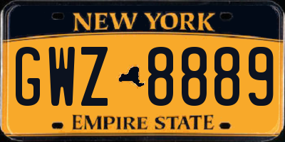 NY license plate GWZ8889