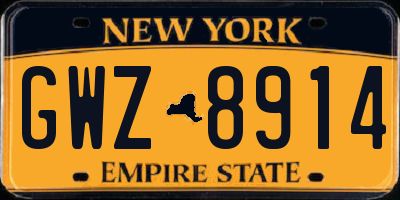NY license plate GWZ8914