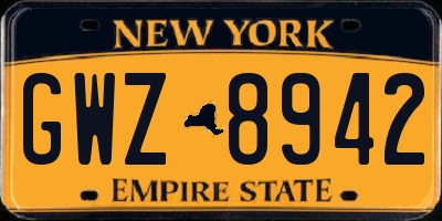NY license plate GWZ8942