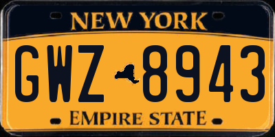 NY license plate GWZ8943