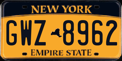 NY license plate GWZ8962