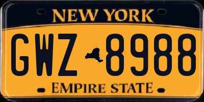 NY license plate GWZ8988