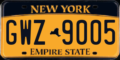 NY license plate GWZ9005