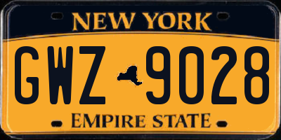 NY license plate GWZ9028
