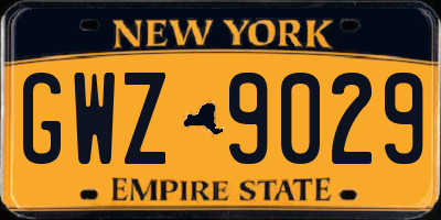 NY license plate GWZ9029