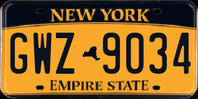 NY license plate GWZ9034
