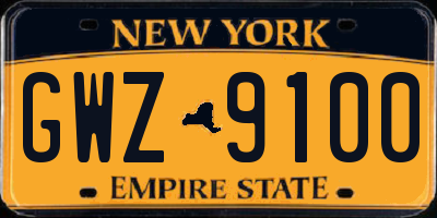 NY license plate GWZ9100