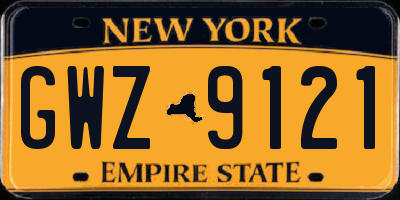 NY license plate GWZ9121