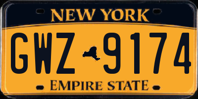 NY license plate GWZ9174