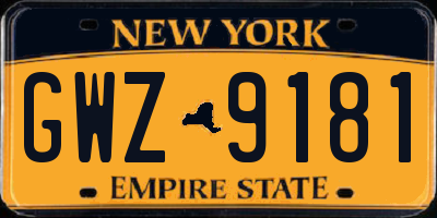 NY license plate GWZ9181