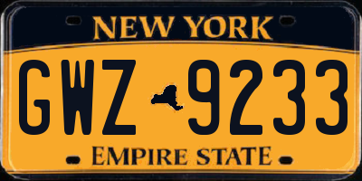 NY license plate GWZ9233