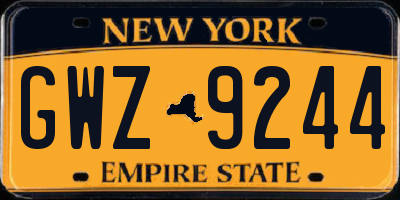 NY license plate GWZ9244