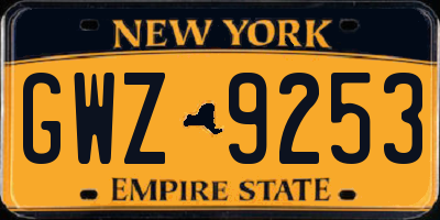NY license plate GWZ9253
