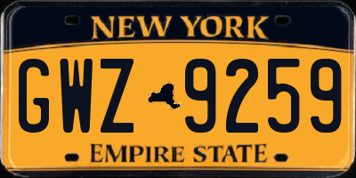 NY license plate GWZ9259