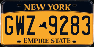 NY license plate GWZ9283