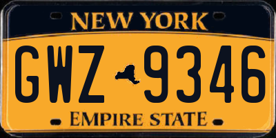 NY license plate GWZ9346