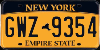 NY license plate GWZ9354