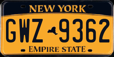 NY license plate GWZ9362