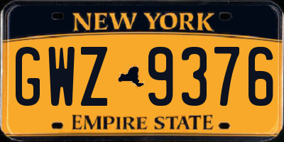 NY license plate GWZ9376