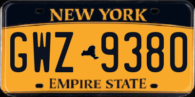 NY license plate GWZ9380
