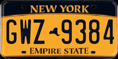 NY license plate GWZ9384