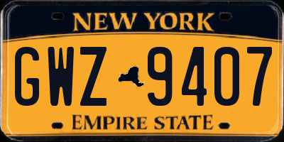 NY license plate GWZ9407