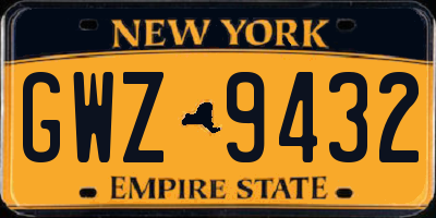 NY license plate GWZ9432