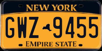 NY license plate GWZ9455