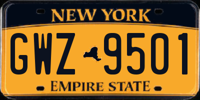NY license plate GWZ9501