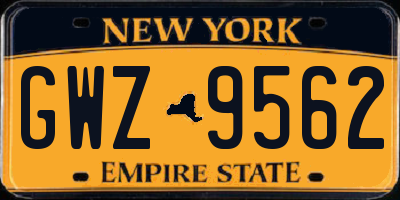NY license plate GWZ9562