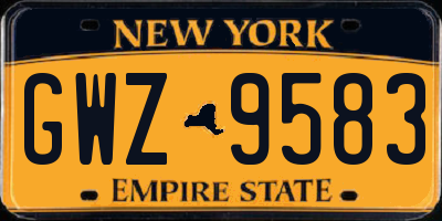 NY license plate GWZ9583