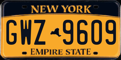 NY license plate GWZ9609