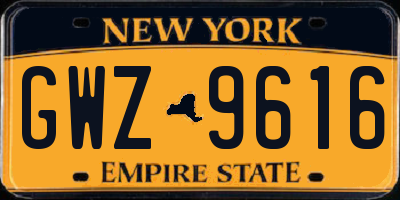 NY license plate GWZ9616