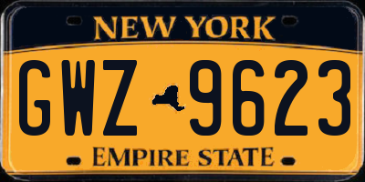 NY license plate GWZ9623