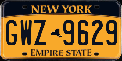 NY license plate GWZ9629
