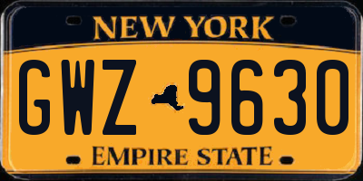 NY license plate GWZ9630