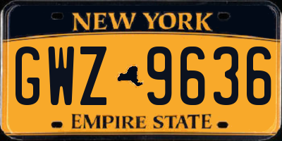 NY license plate GWZ9636