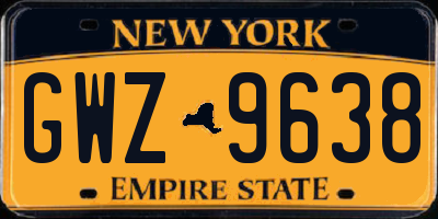 NY license plate GWZ9638