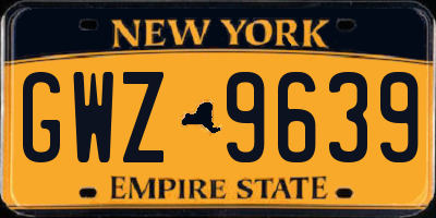 NY license plate GWZ9639
